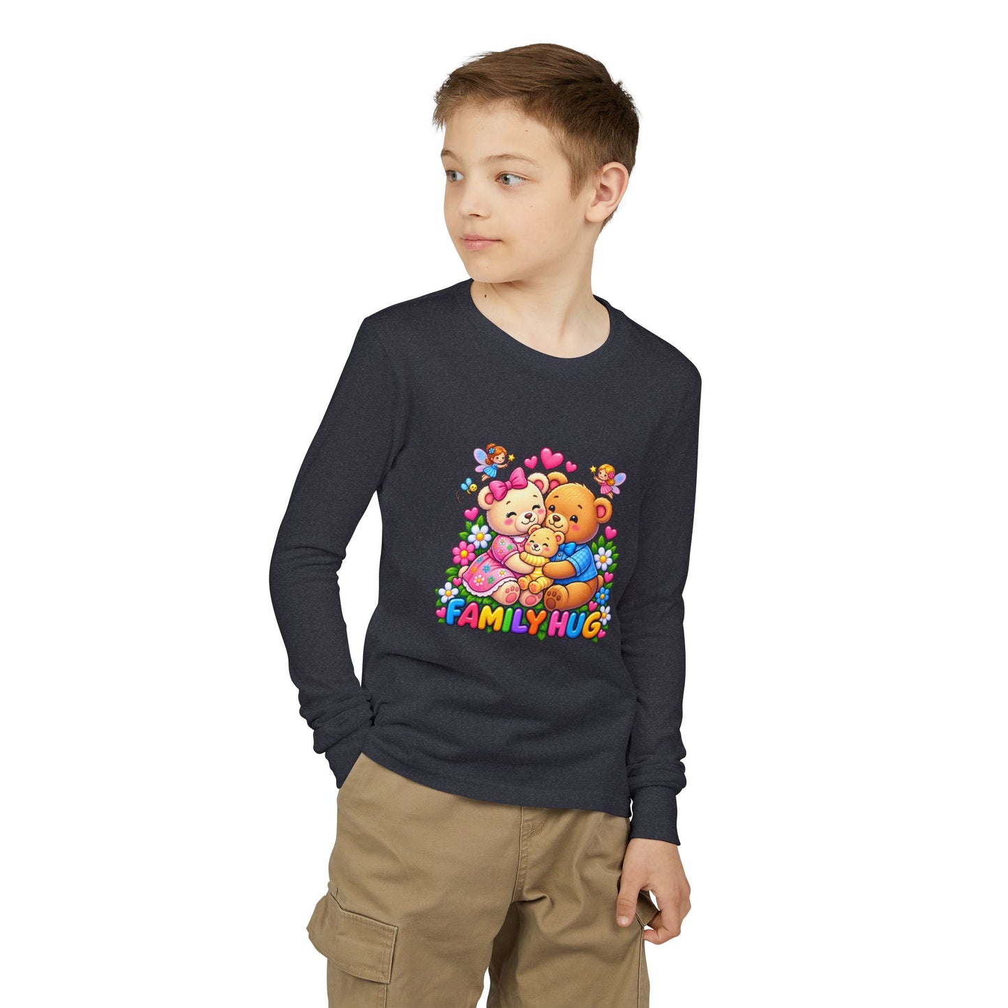 Family Hug Teddy Youth Jersey Long Sleeve Tee