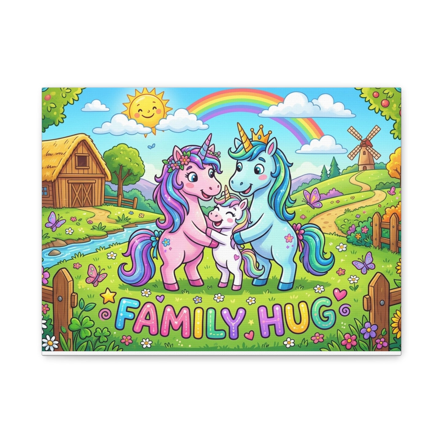 Family Hug Unicorn Classic Canvas
