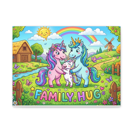 Family Hug Unicorn Classic Canvas