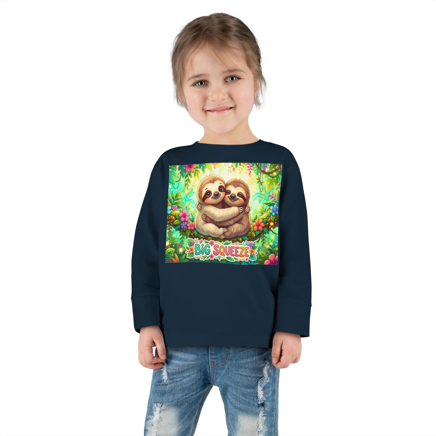 Big Squeeze Sloth Toddler Long Sleeve Tee