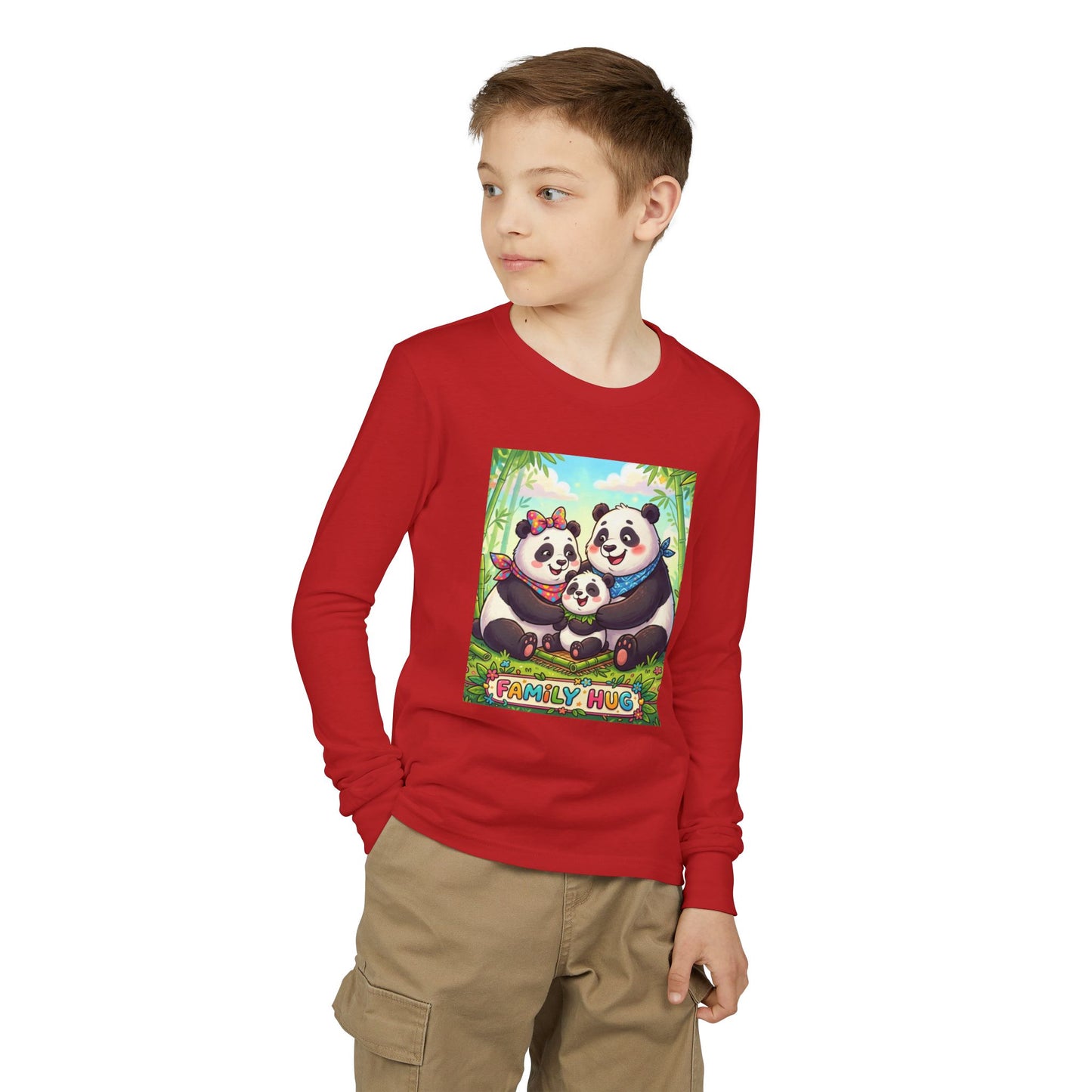 Family Hug Panda Youth Jersey Long Sleeve Tee