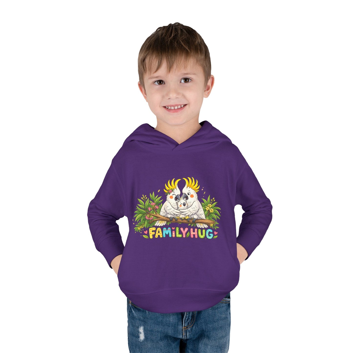 Family Hug Cockatoo Toddler Pullover Fleece Hoodie