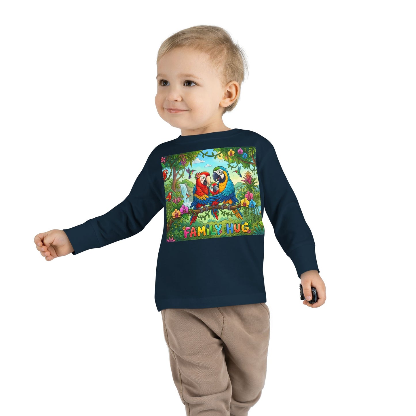 Family Hug Macaw Toddler Long Sleeve Tee