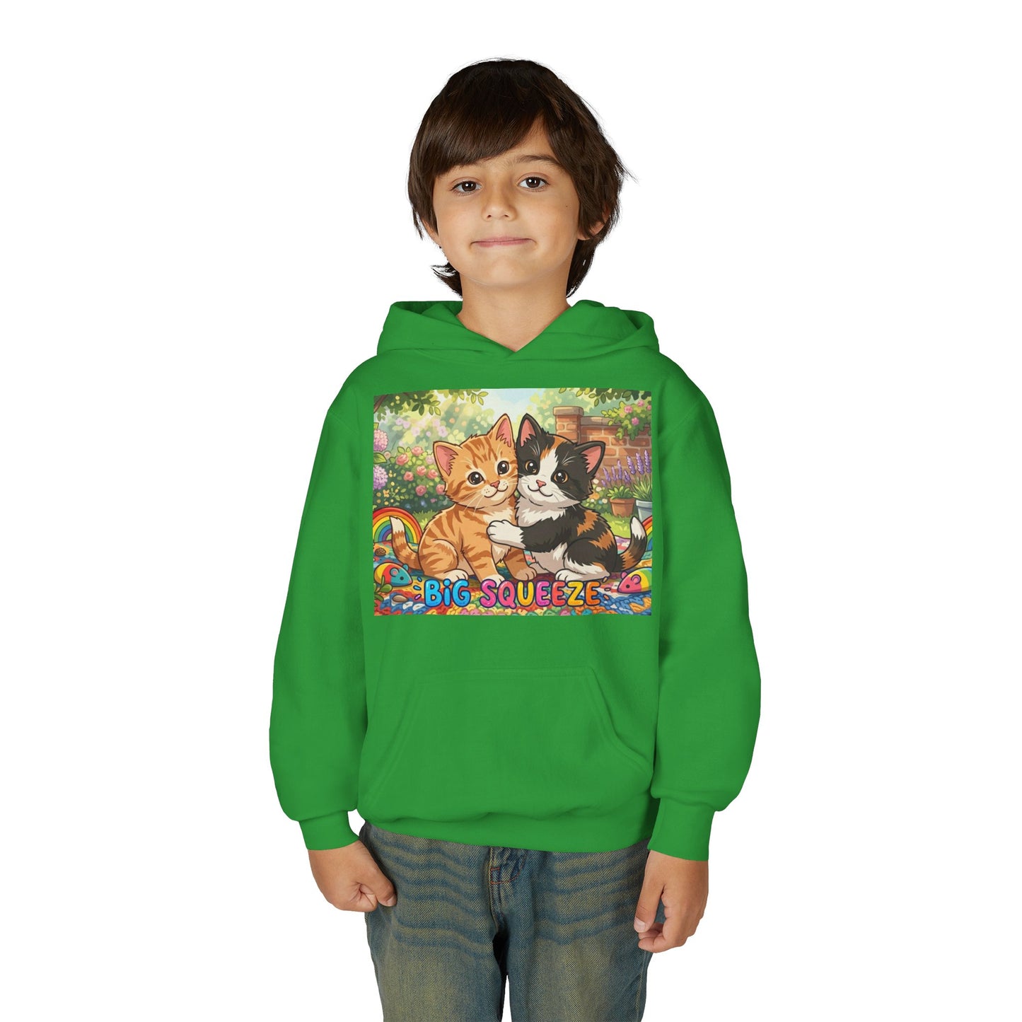 Big Squeeze Kitten Youth Heavy Blend Hooded Sweatshirt