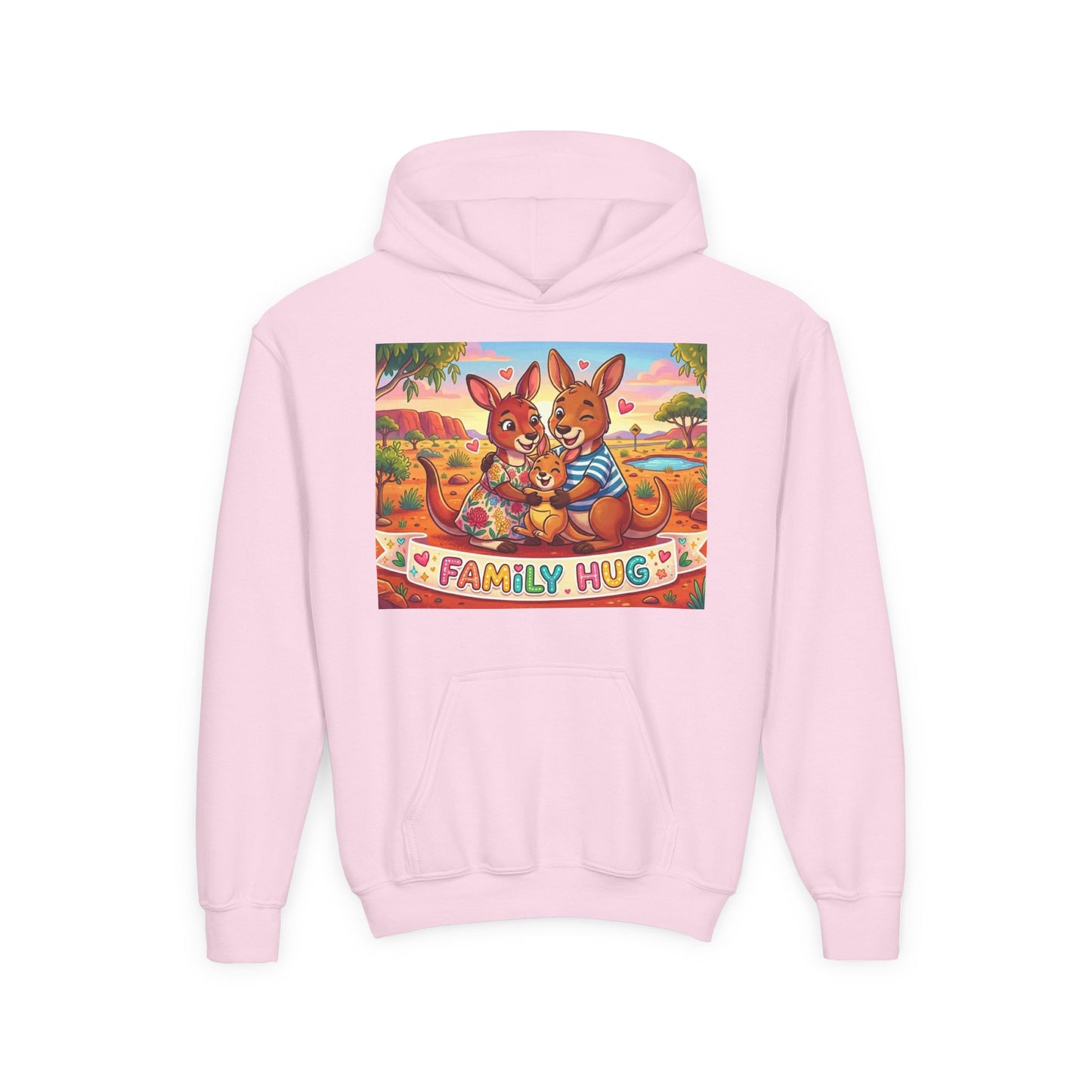 Family Hug Kangaroo Youth Heavy Blend Hooded Sweatshirt