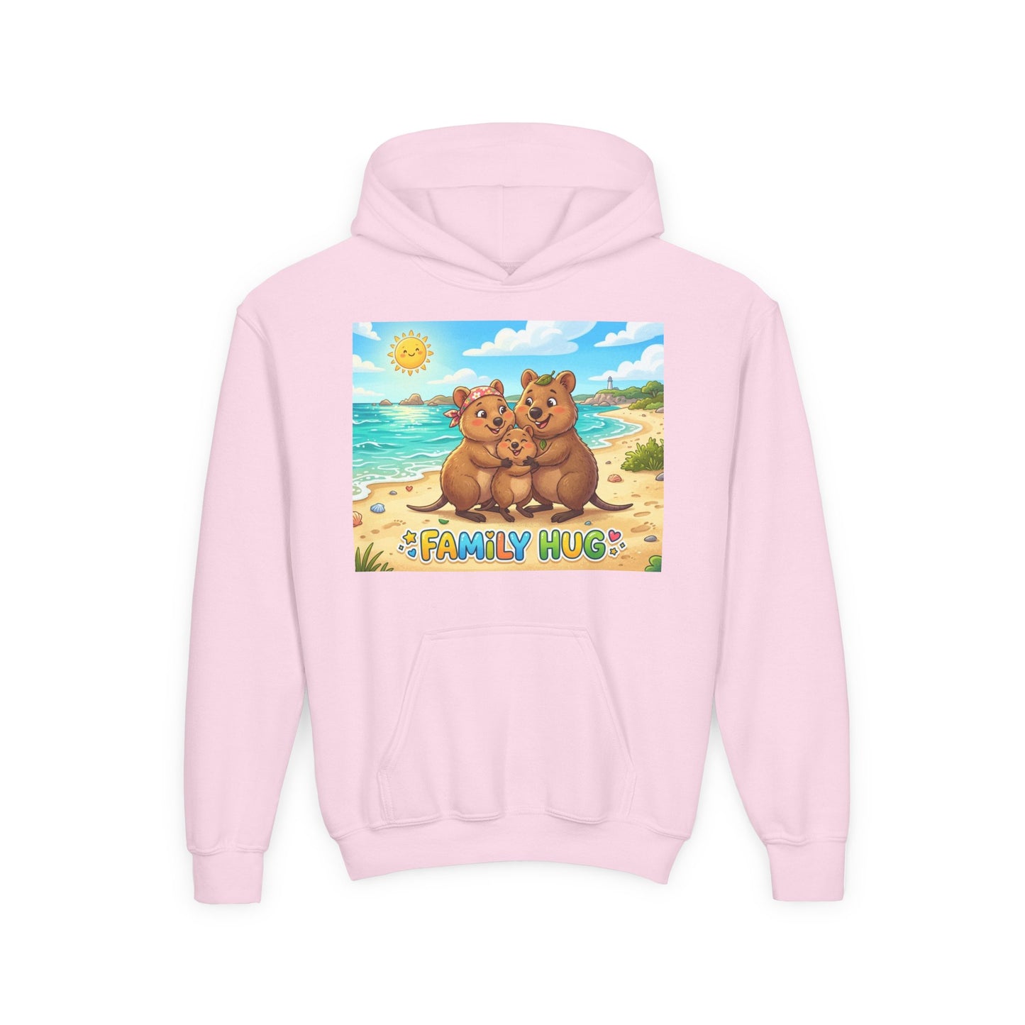 Family Hug Quokka Youth Heavy Blend Hooded Sweatshirt