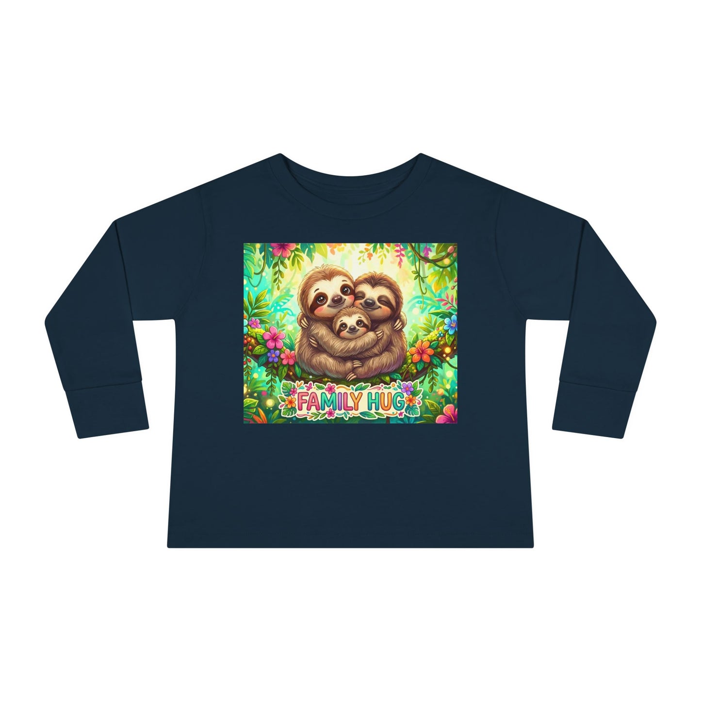 Family Hug Sloth Toddler Long Sleeve Tee