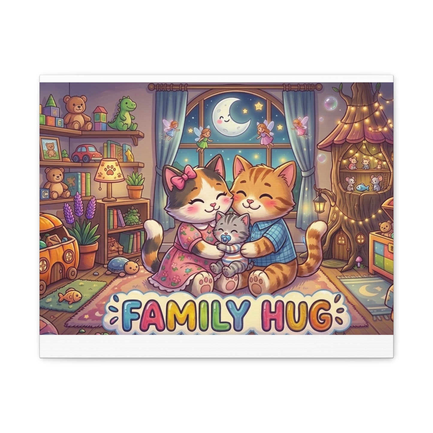 Family Hug Kitten Classic Canvas
