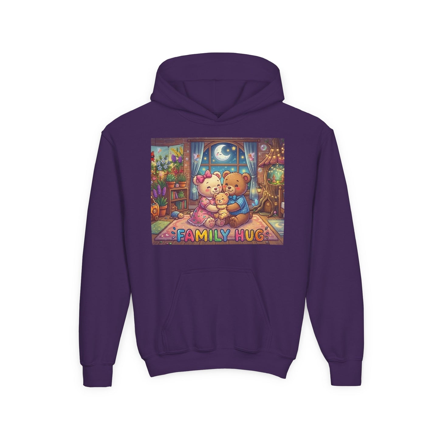 Family Hug Teddy Youth Heavy Blend Hooded Sweatshirt