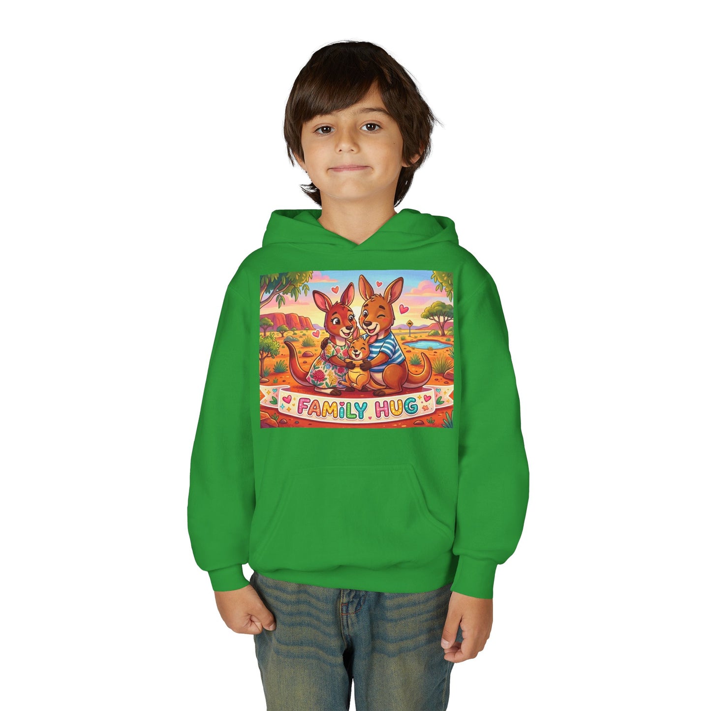 Family Hug Kangaroo Youth Heavy Blend Hooded Sweatshirt