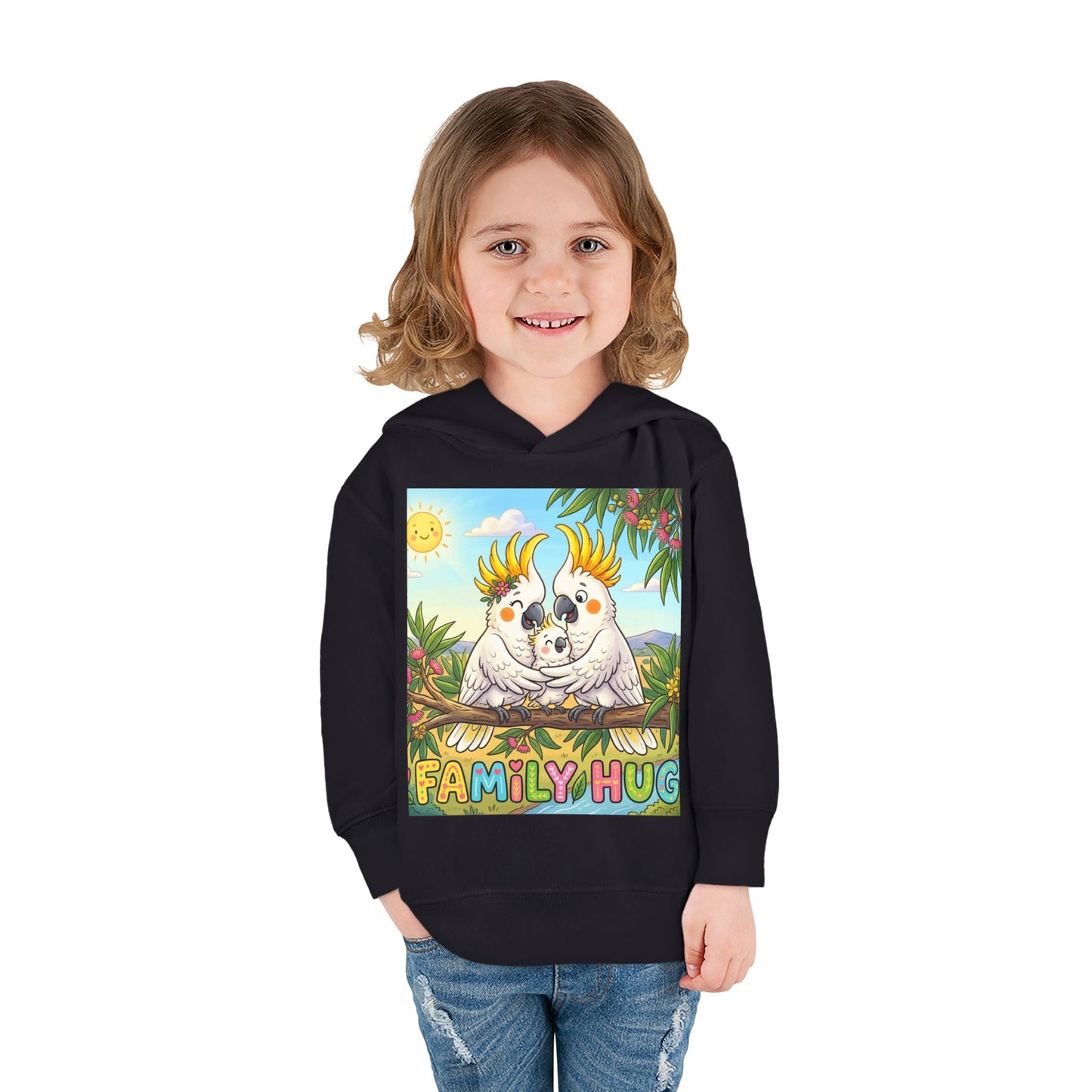 Family Hug Cockatoo Toddler Pullover Fleece Hoodie