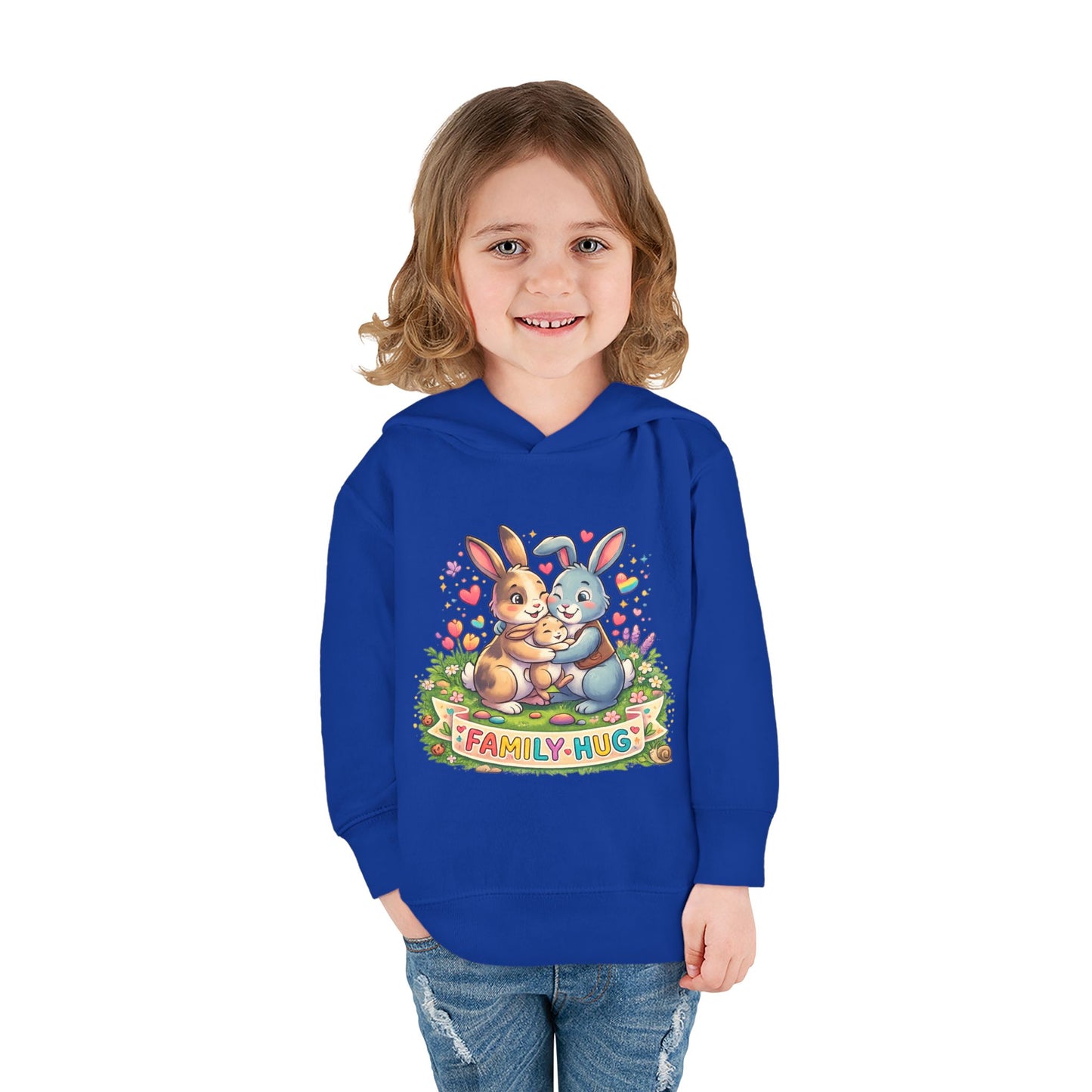 Family Hug Bunny Toddler Pullover Fleece Hoodie