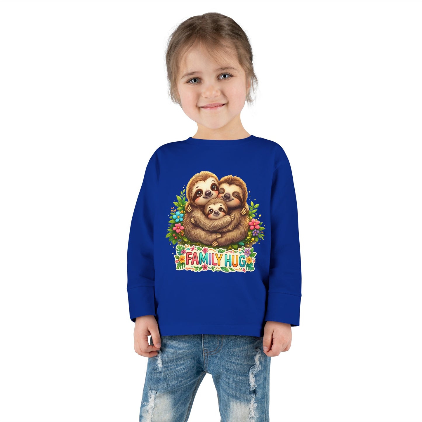 Family Hug Sloth Toddler Long Sleeve Tee