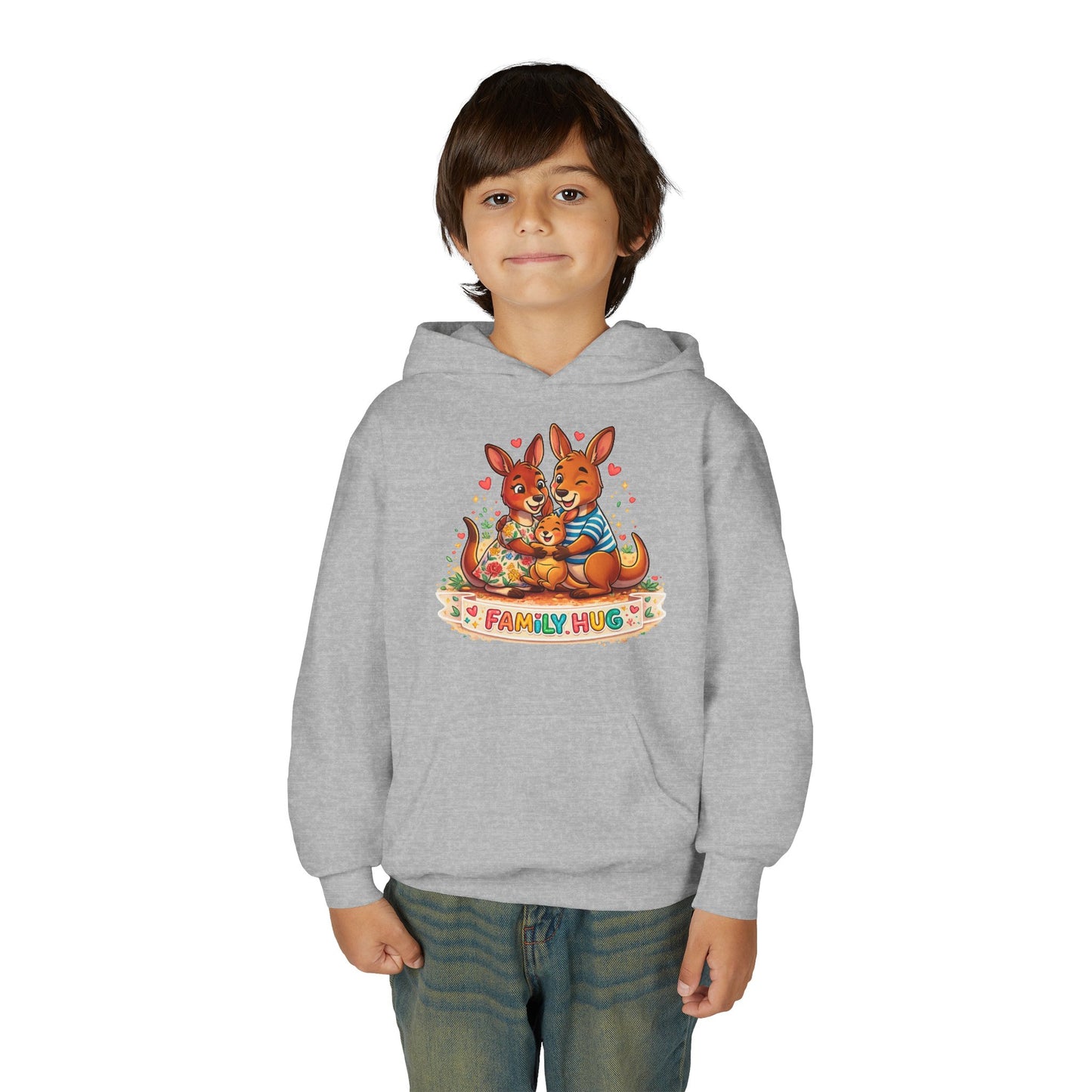 Family Hug Kangaroo Youth Heavy Blend Hooded Sweatshirt