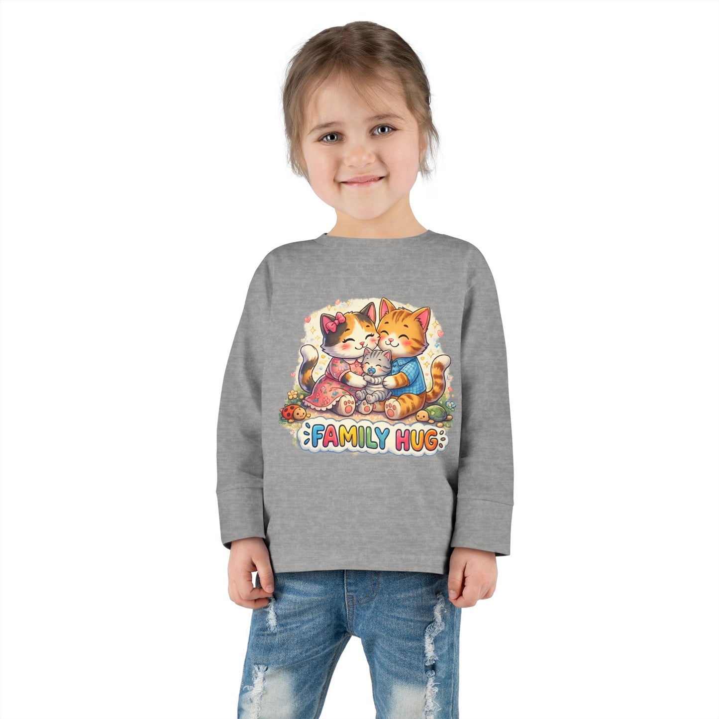 Family Hug Kitten Toddler Long Sleeve Tee