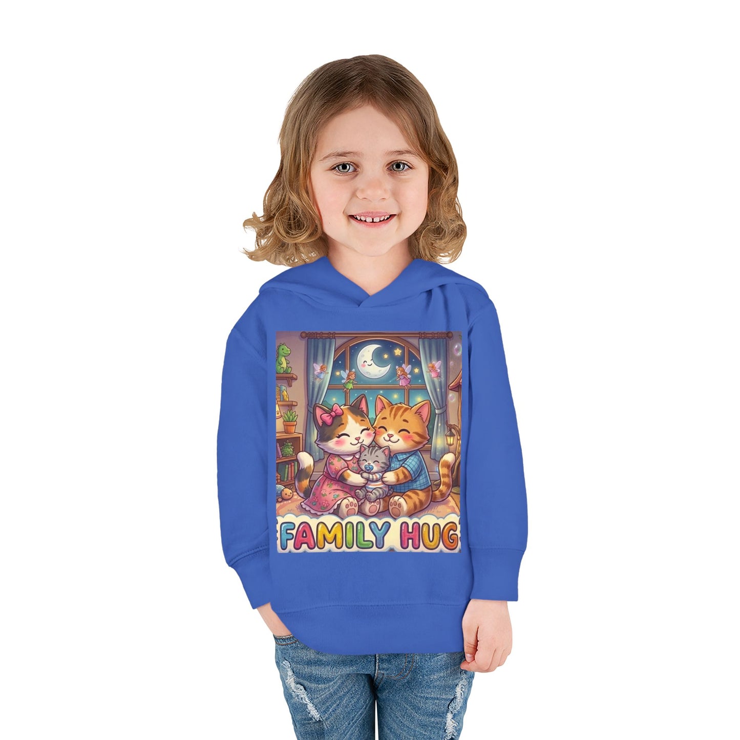 Family Hug Kitten Toddler Pullover Fleece Hoodie