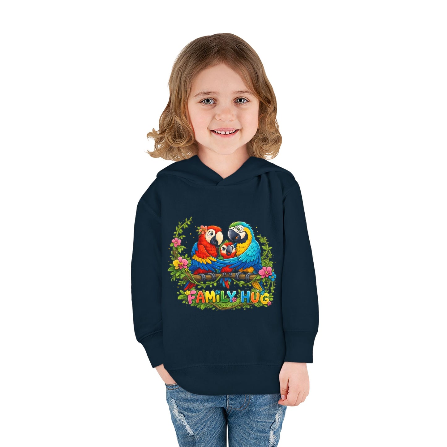 Family Hug Macaw Toddler Pullover Fleece Hoodie