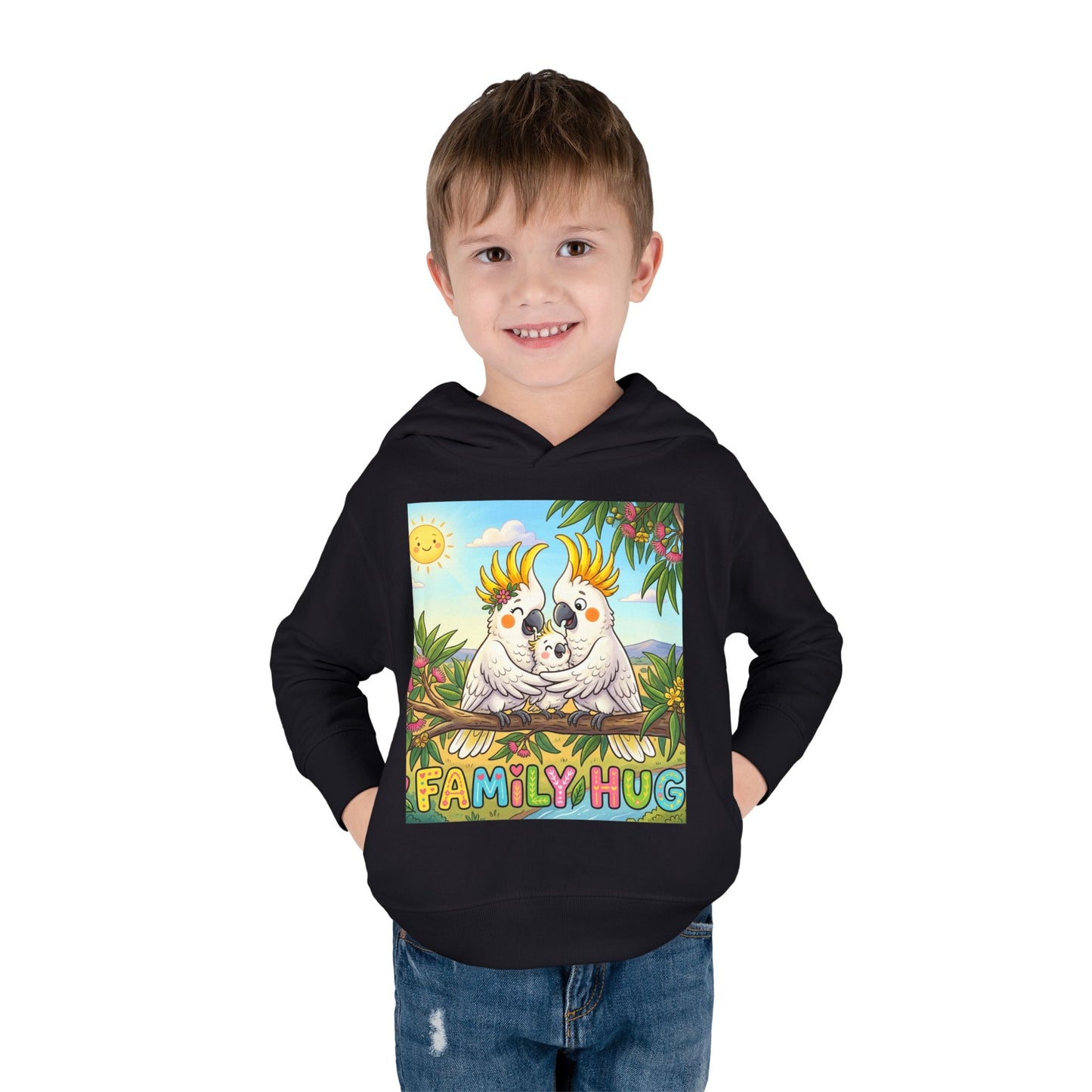 Family Hug Cockatoo Toddler Pullover Fleece Hoodie