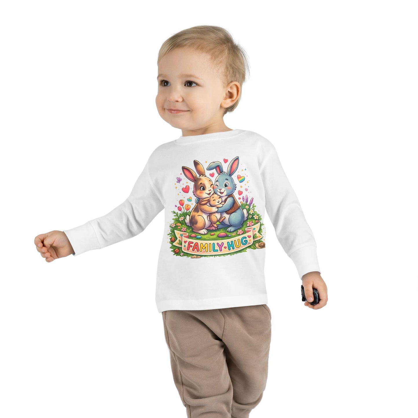 Family Hug Bunny Toddler Long Sleeve Tee