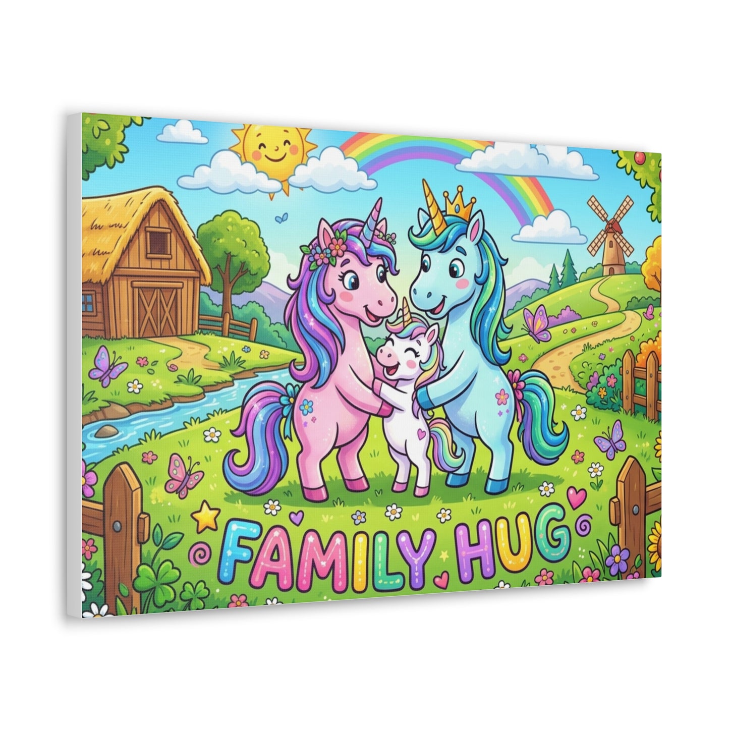 Family Hug Unicorn Classic Canvas
