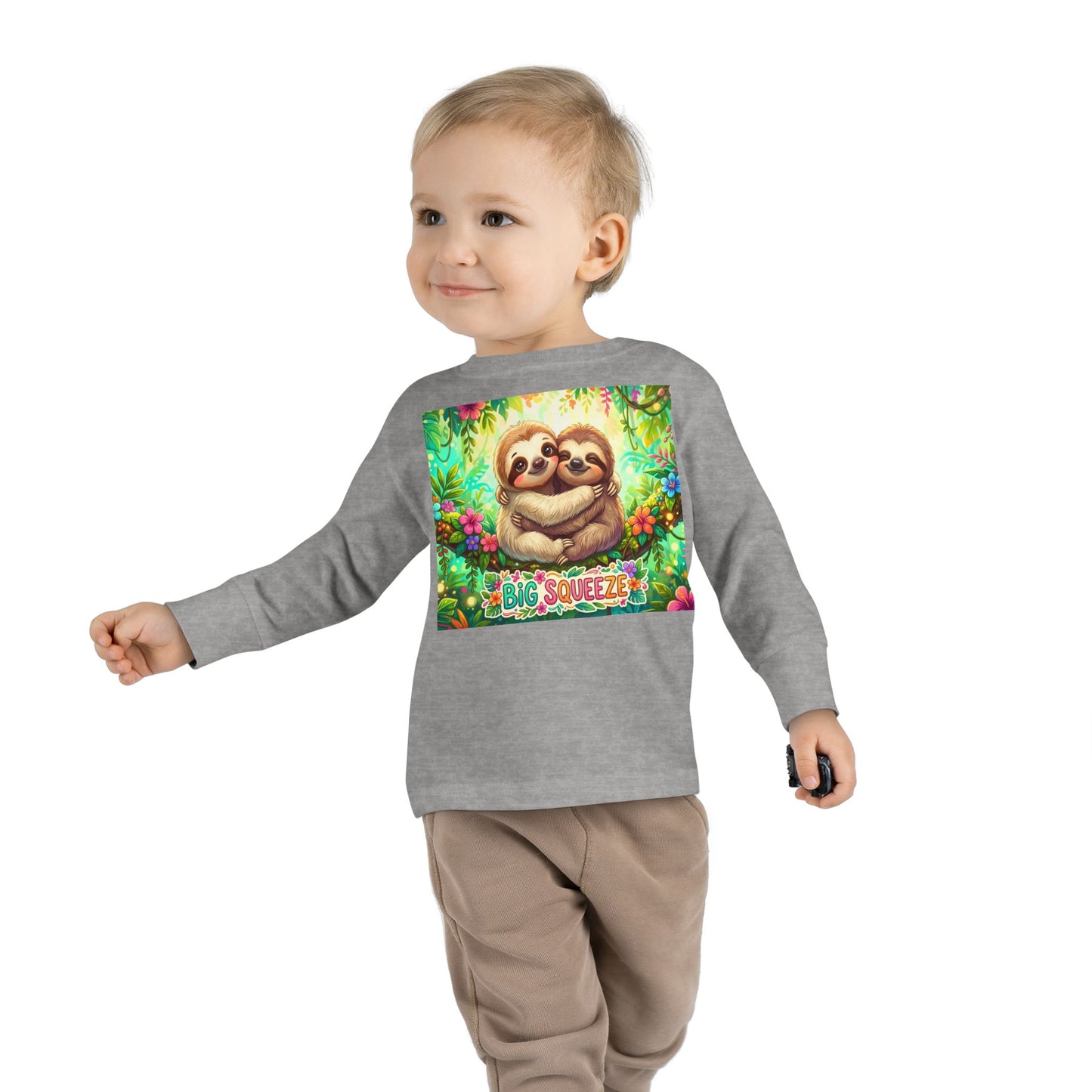 Big Squeeze Sloth Toddler Long Sleeve Tee