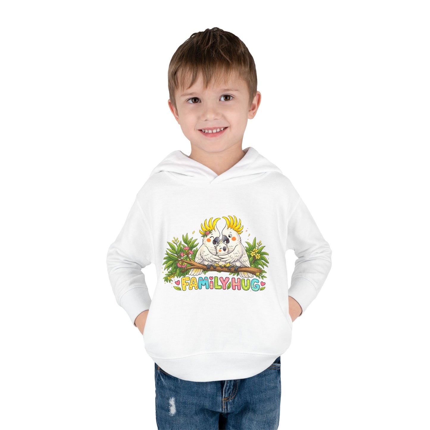 Family Hug Cockatoo Toddler Pullover Fleece Hoodie