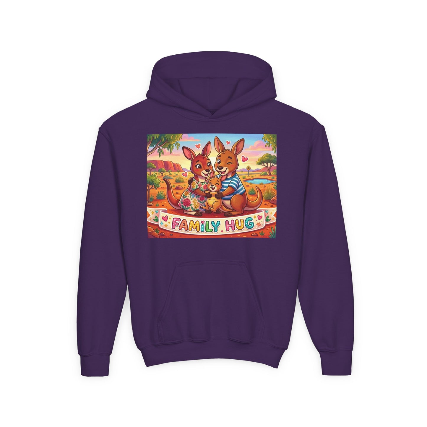 Family Hug Kangaroo Youth Heavy Blend Hooded Sweatshirt