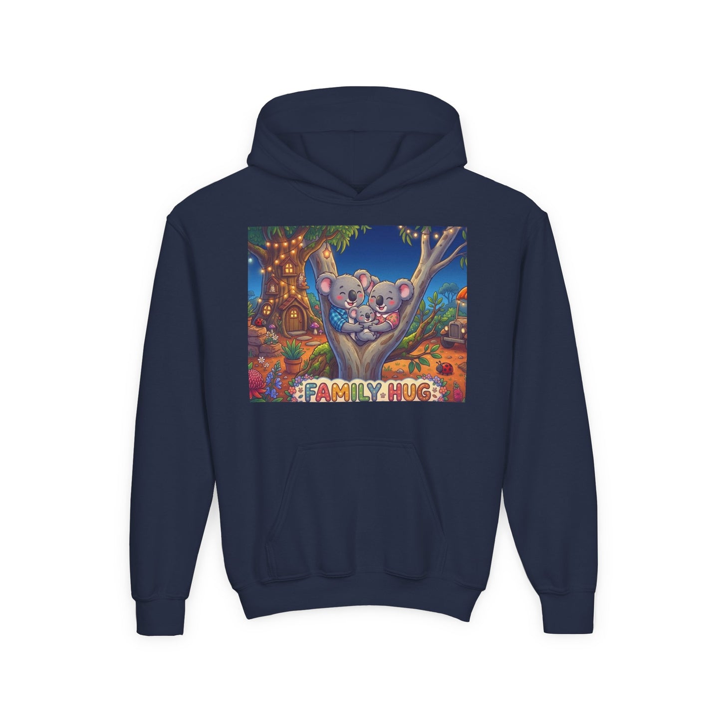 Family Hug Koala Youth Heavy Blend Hooded Sweatshirt