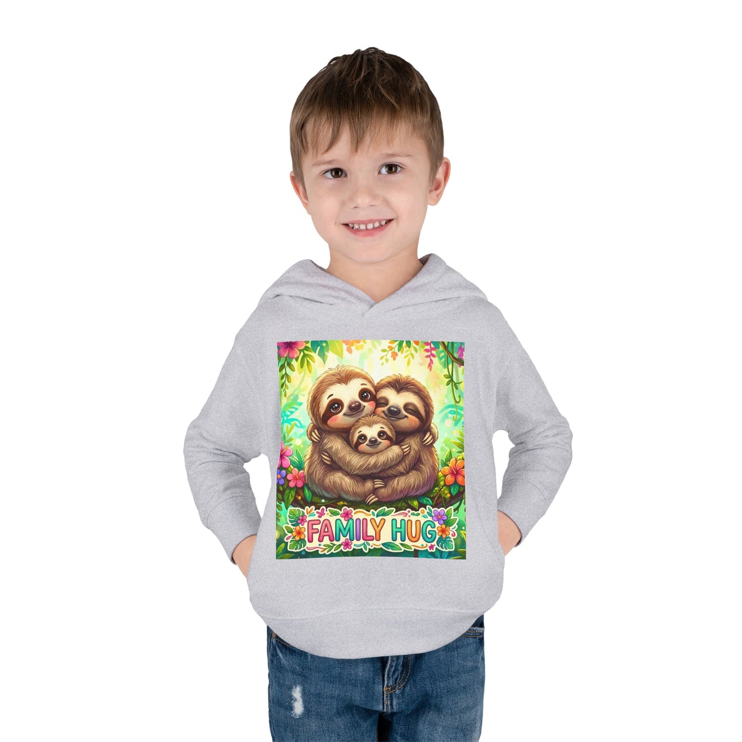 Family Hug Sloth Toddler Pullover Fleece Hoodie