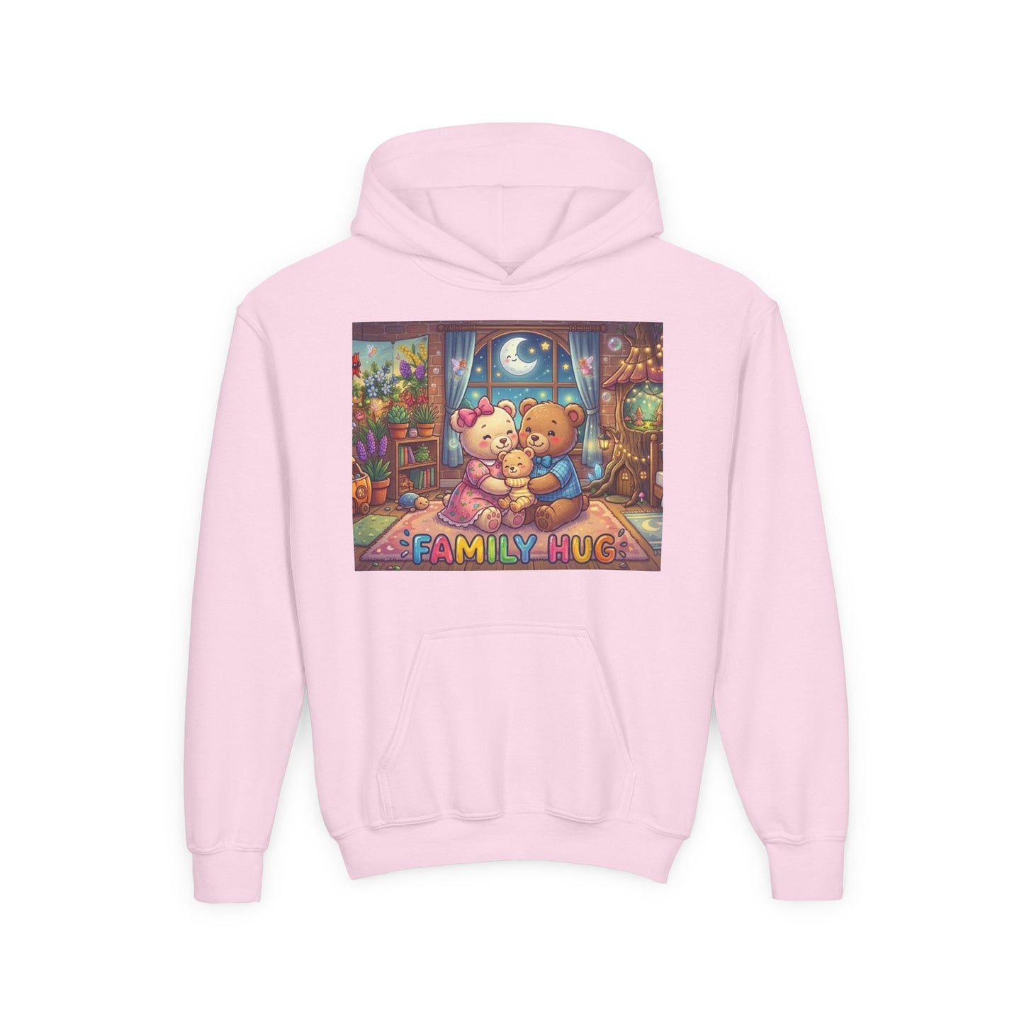 Family Hug Teddy Youth Heavy Blend Hooded Sweatshirt