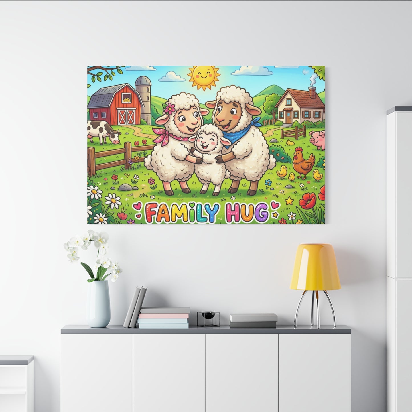Family Hug Lamb Classic Canvas