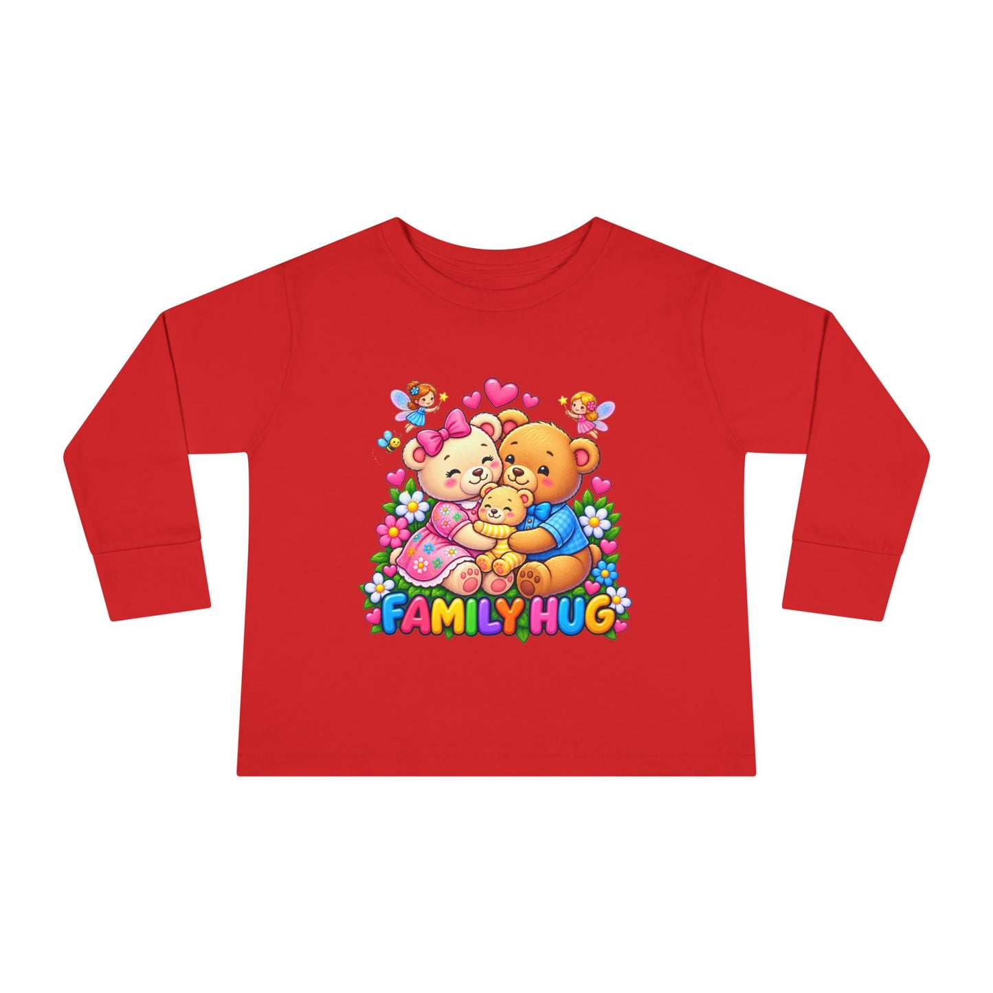 Family Hug Teddy Toddler Long Sleeve Tee