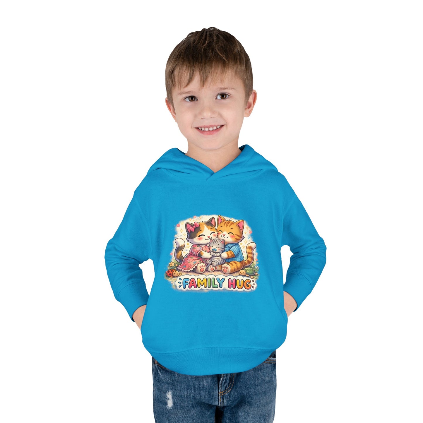 Family Hug Kitten Toddler Pullover Fleece Hoodie