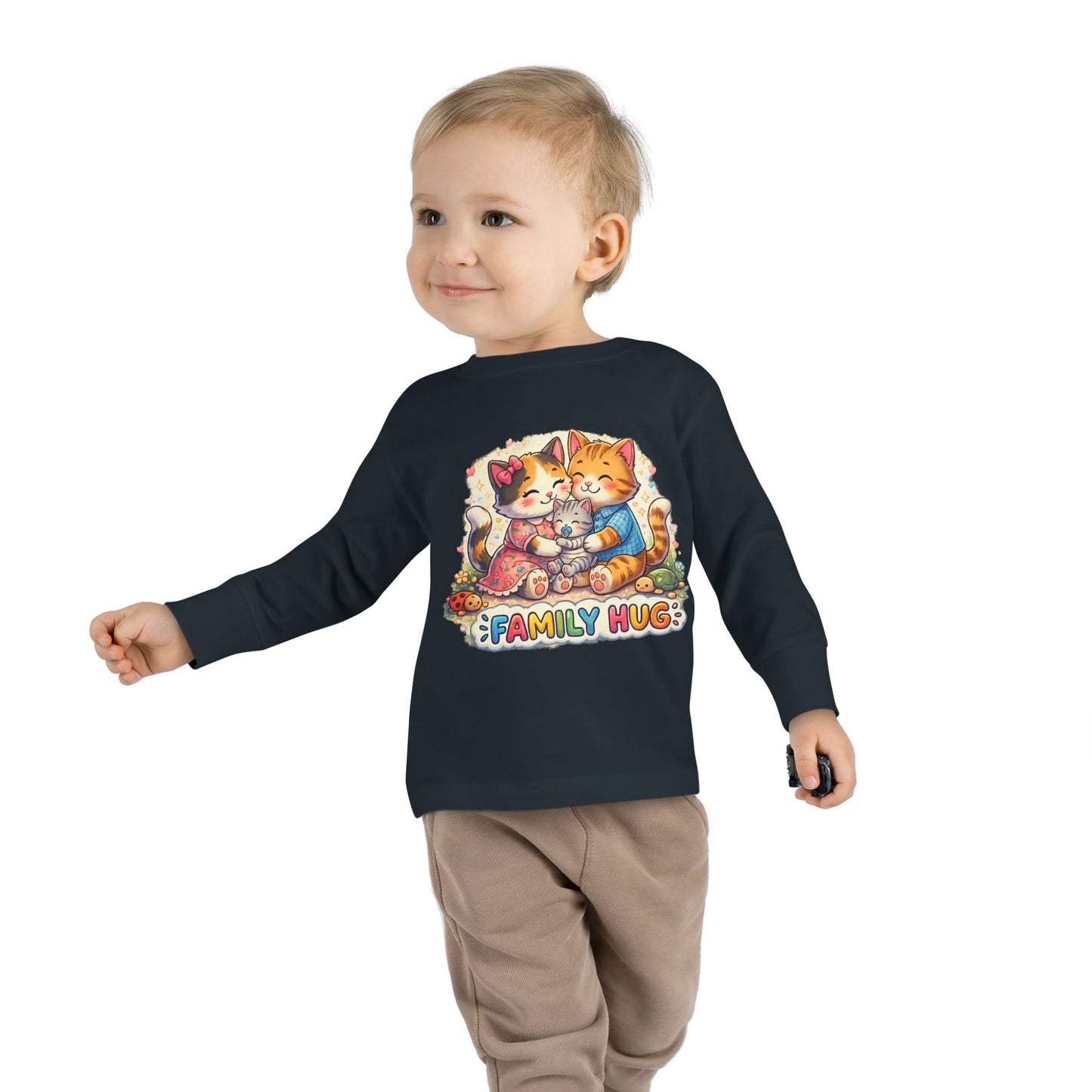 Family Hug Kitten Toddler Long Sleeve Tee