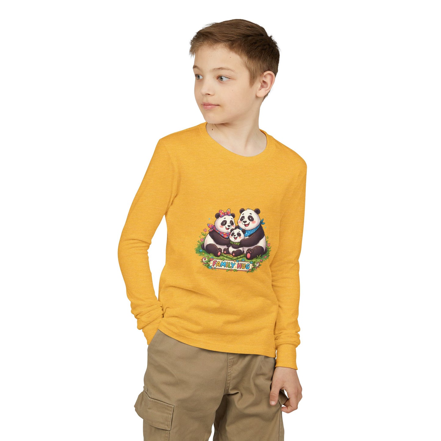 Family Hug Panda Youth Jersey Long Sleeve Tee