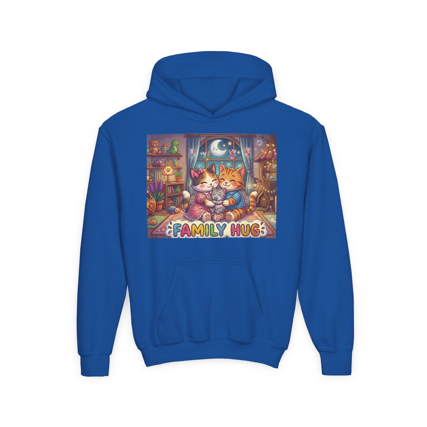 Family Hug Kitten Youth Heavy Blend Hooded Sweatshirt
