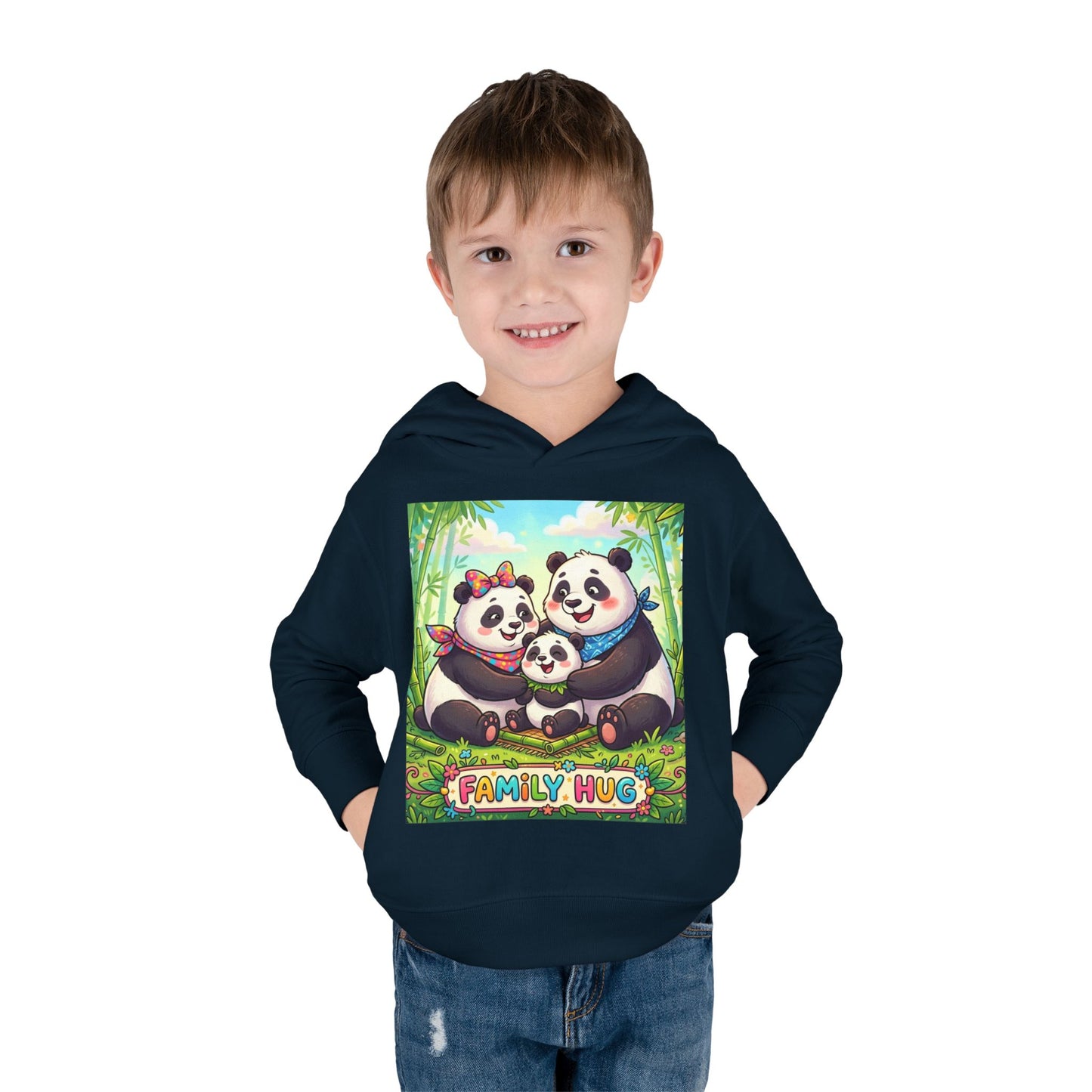 Family Hug Panda Toddler Pullover Fleece Hoodie