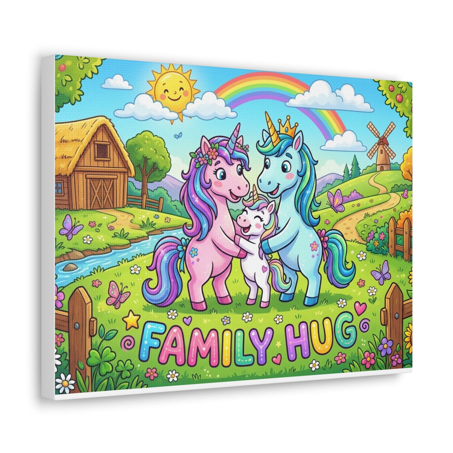 Family Hug Unicorn Classic Canvas
