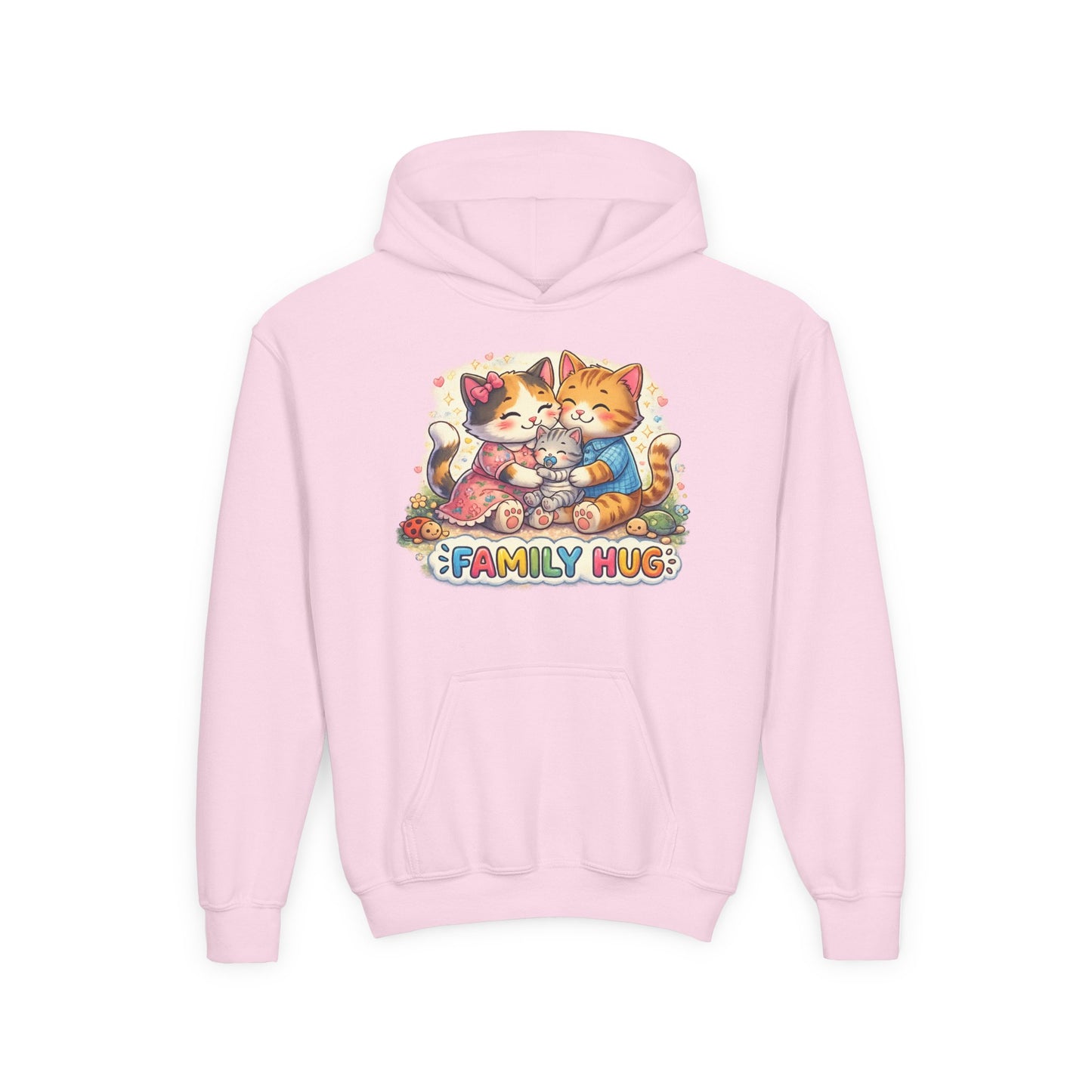 Family Hug Kitten Youth Heavy Blend Hooded Sweatshirt