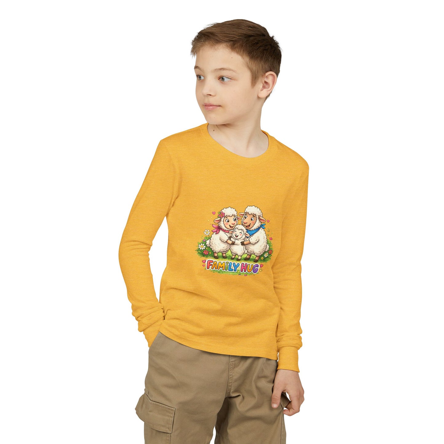 Family Hug Lamb Youth Jersey Long Sleeve Tee