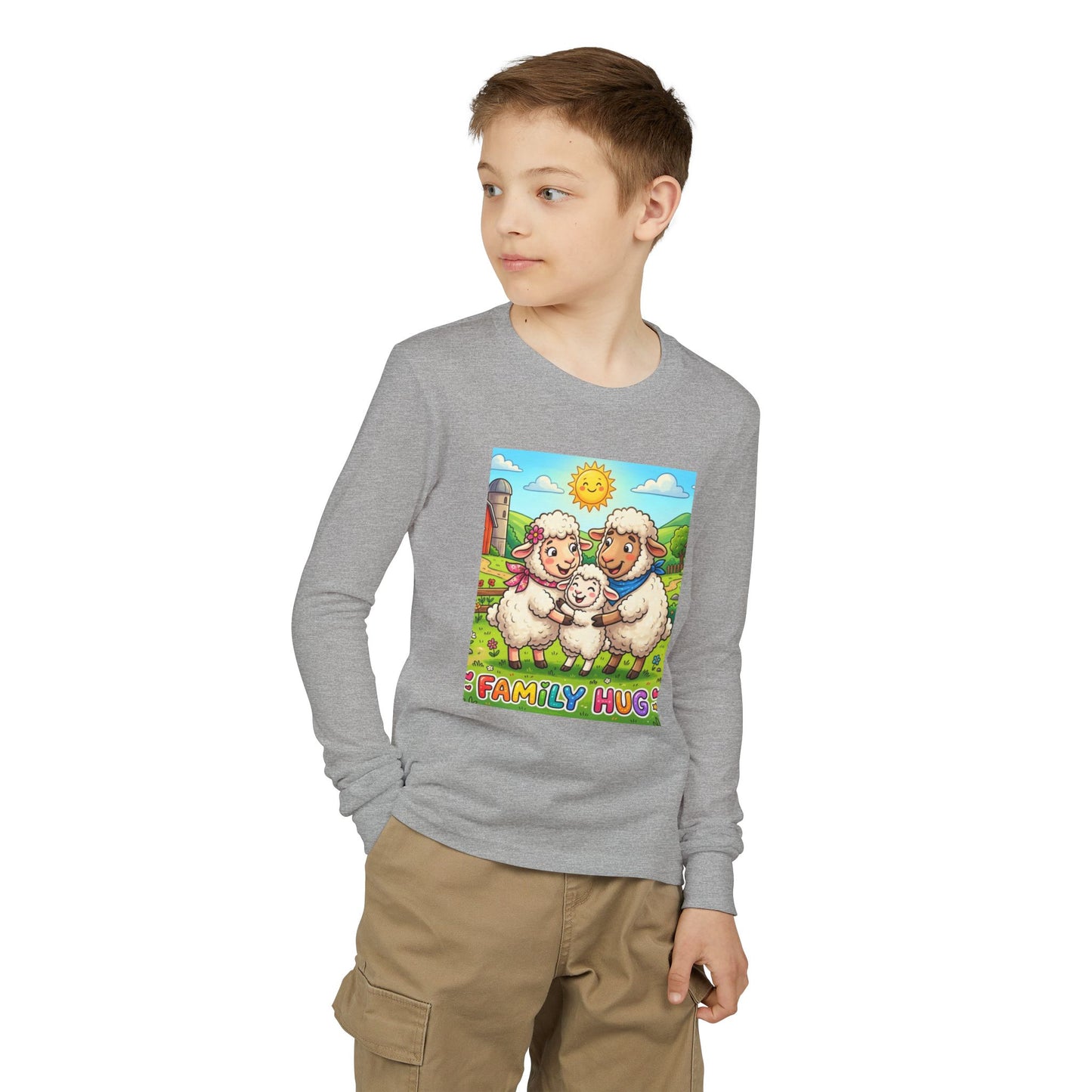 Family Hug Lamb Youth Jersey Long Sleeve Tee
