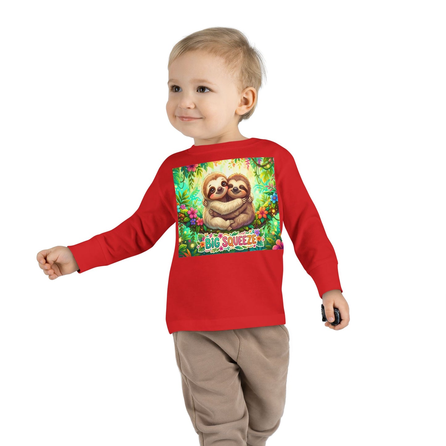 Big Squeeze Sloth Toddler Long Sleeve Tee