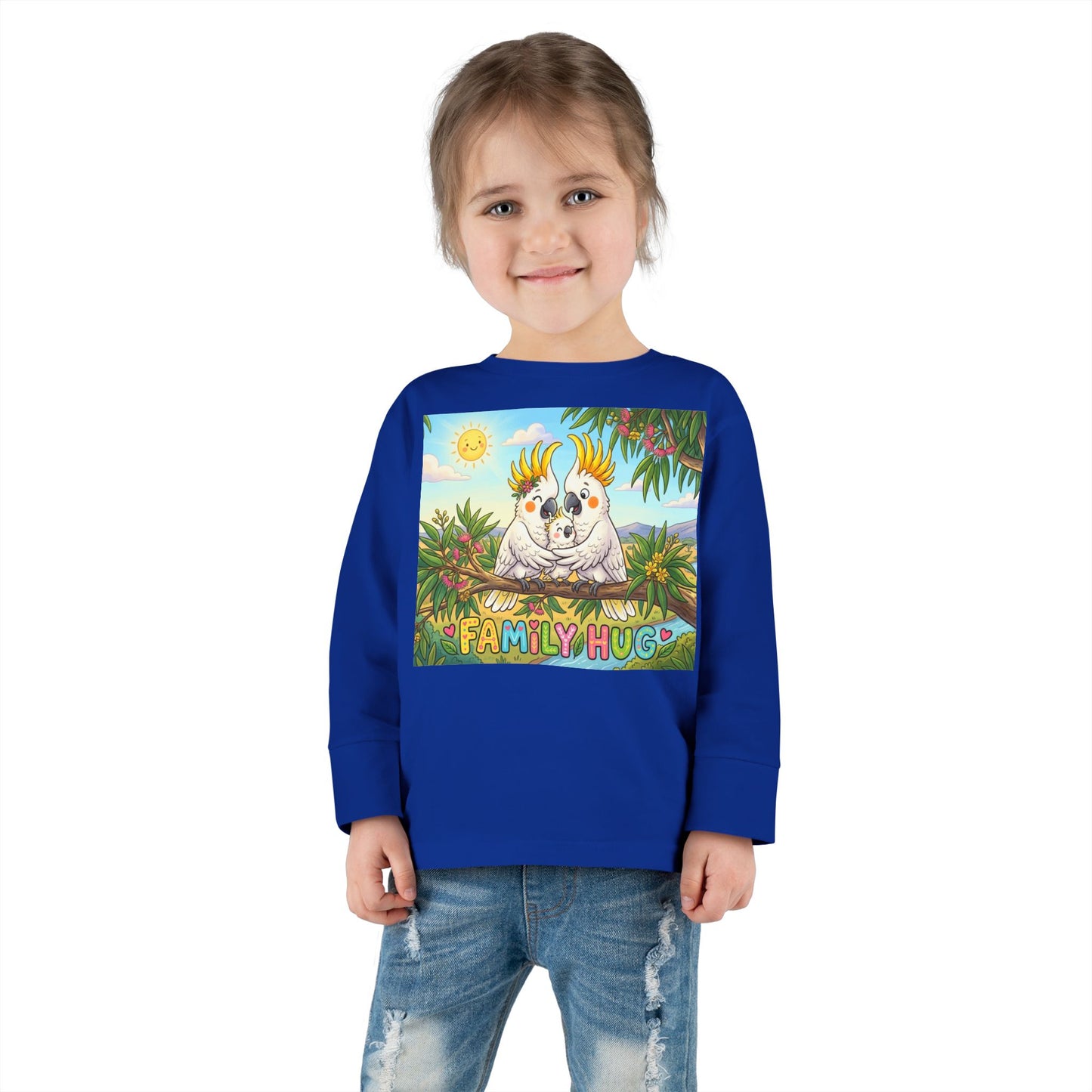 Family Hug Cockatoo Toddler Long Sleeve Tee