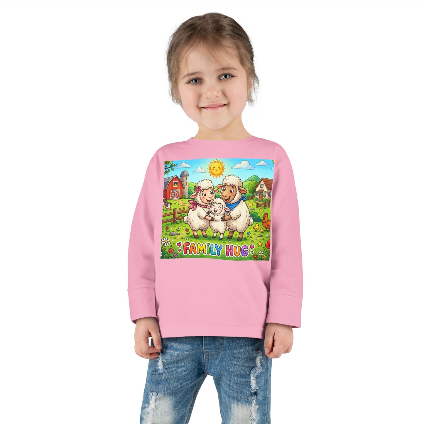 Family Hug Lamb Toddler Long Sleeve Tee