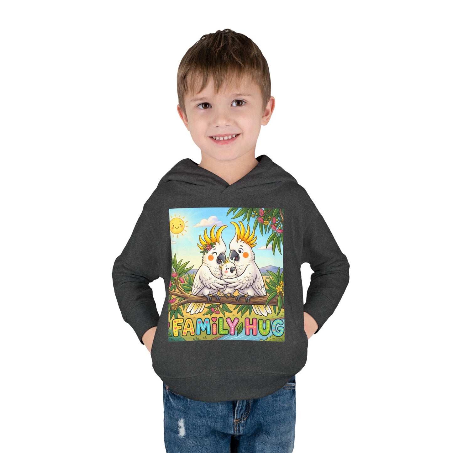 Family Hug Cockatoo Toddler Pullover Fleece Hoodie