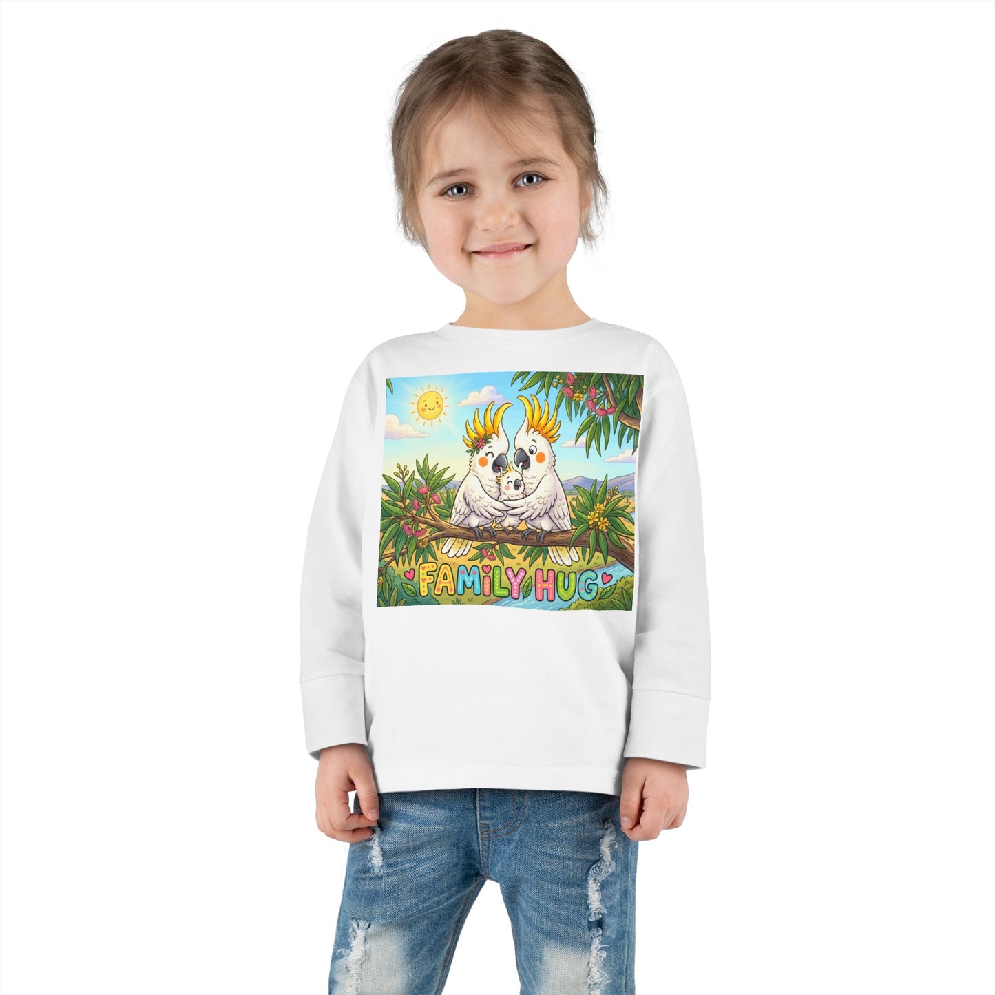 Family Hug Cockatoo Toddler Long Sleeve Tee