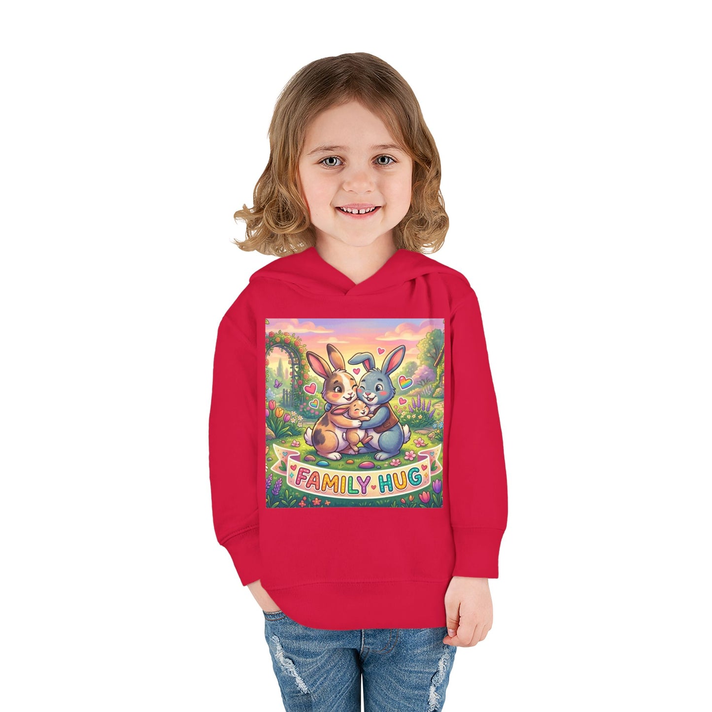 Family Hug Bunny Toddler Pullover Fleece Hoodie