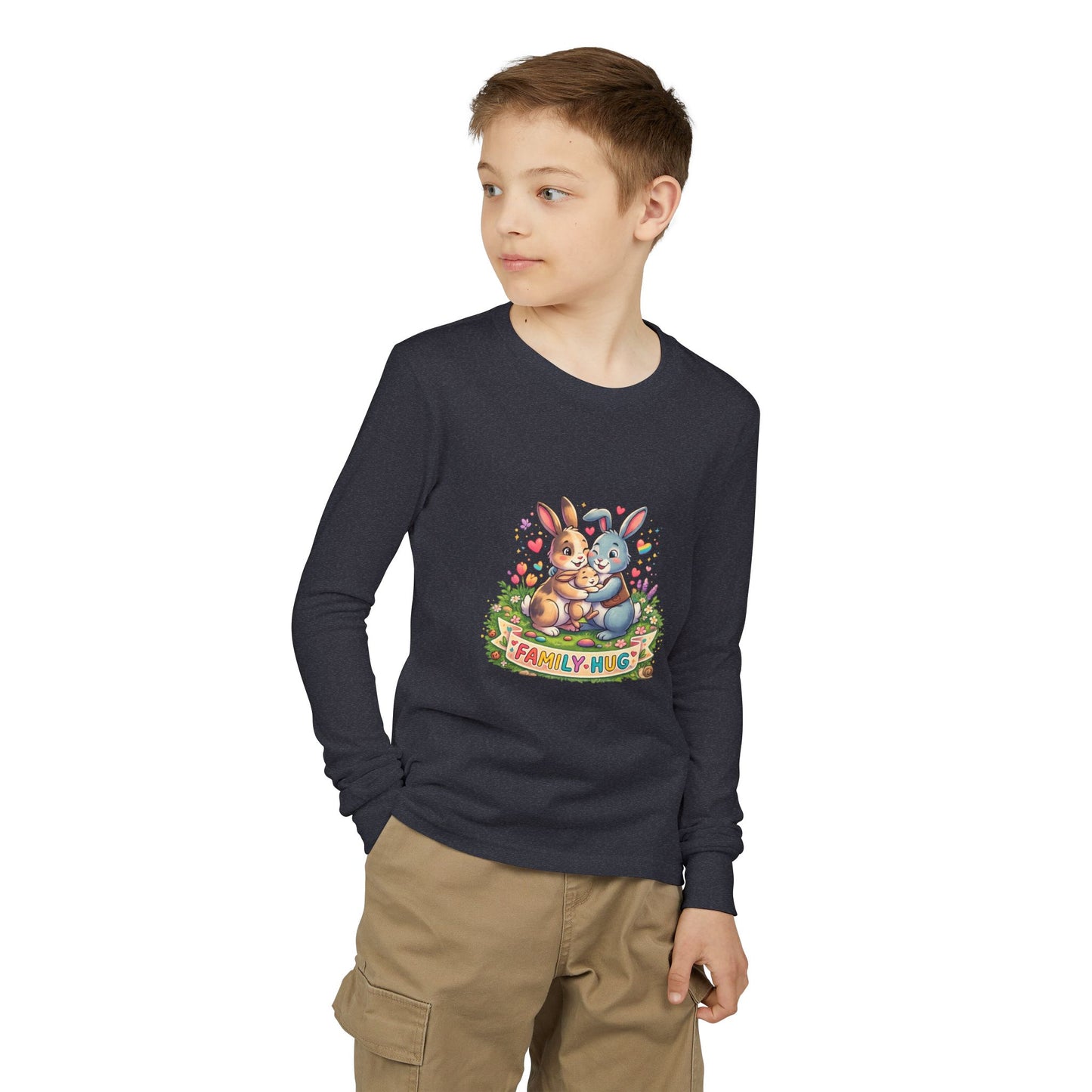 Family Hug Bunny Youth Jersey Long Sleeve Tee