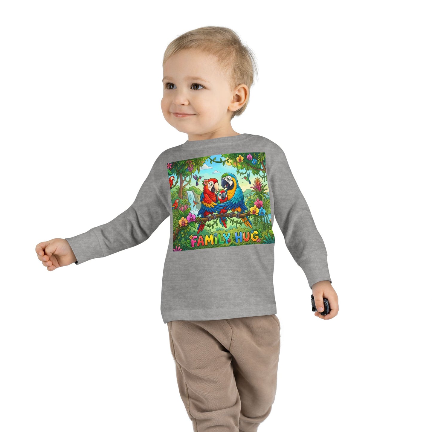 Family Hug Macaw Toddler Long Sleeve Tee