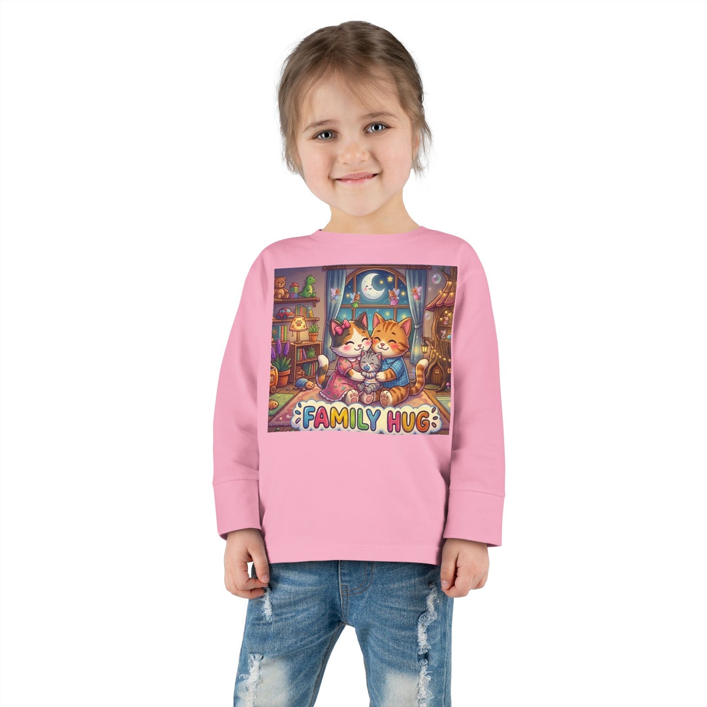 Family Hug Kitten Toddler Long Sleeve Tee